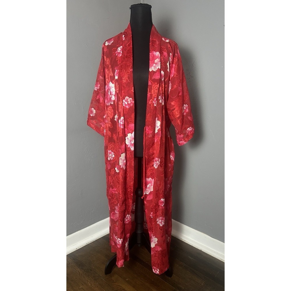 Inner Most Red Floral Sheer Burnout Beautiful Women's Robe Size M. Romance, Love